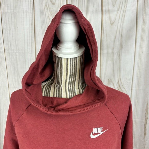 Nike Hoodie Cowl Neck Athletic Pullover Sweatshirt Pockets Burgundy Size Small - Picture 4 of 15
